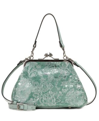 Rose Garden Tabby Small Leather Kiss-Lock Crossbody Bag