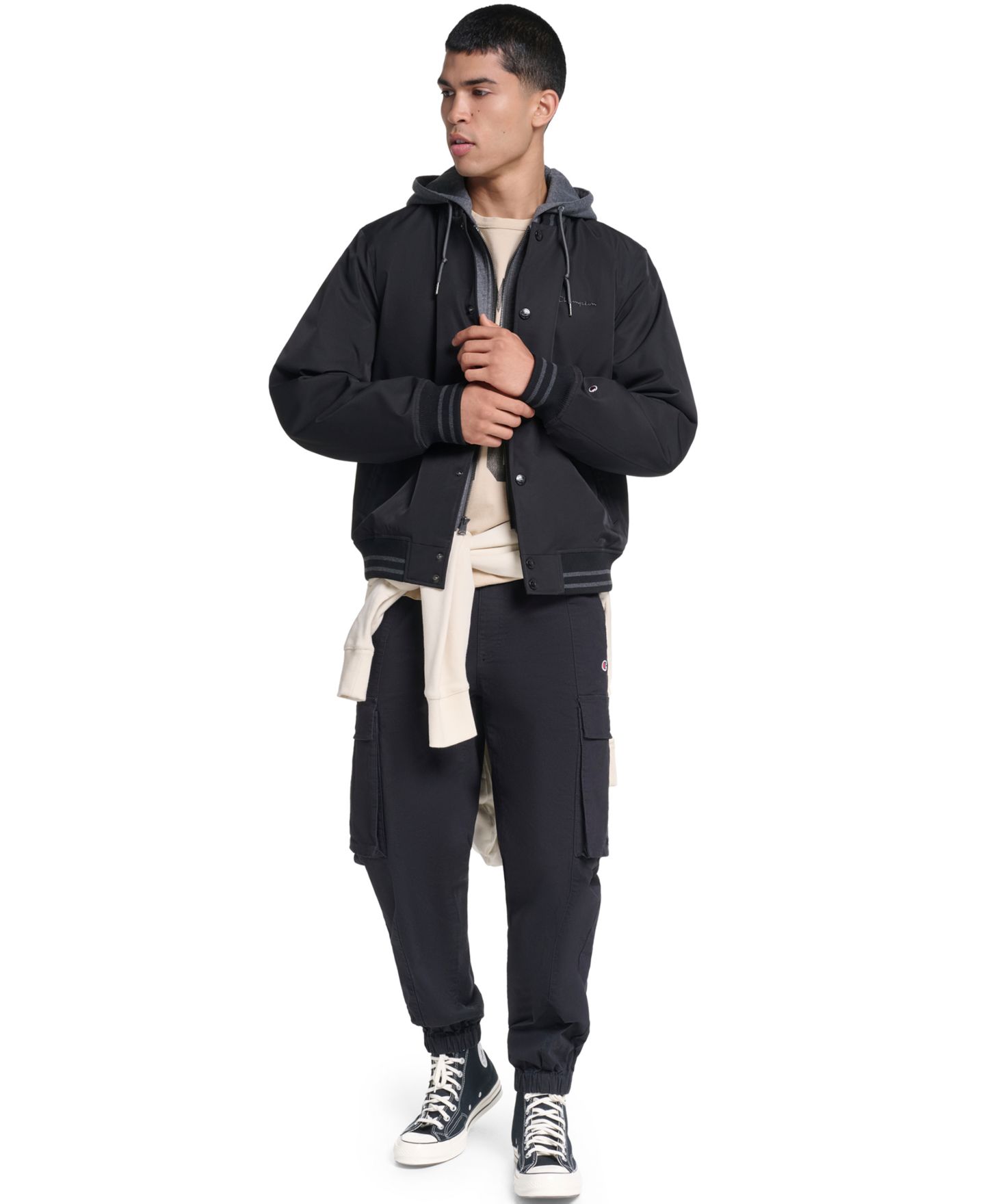 Мужская куртка Champion Hooded Varsity, цвет: Чёрный — фото 3