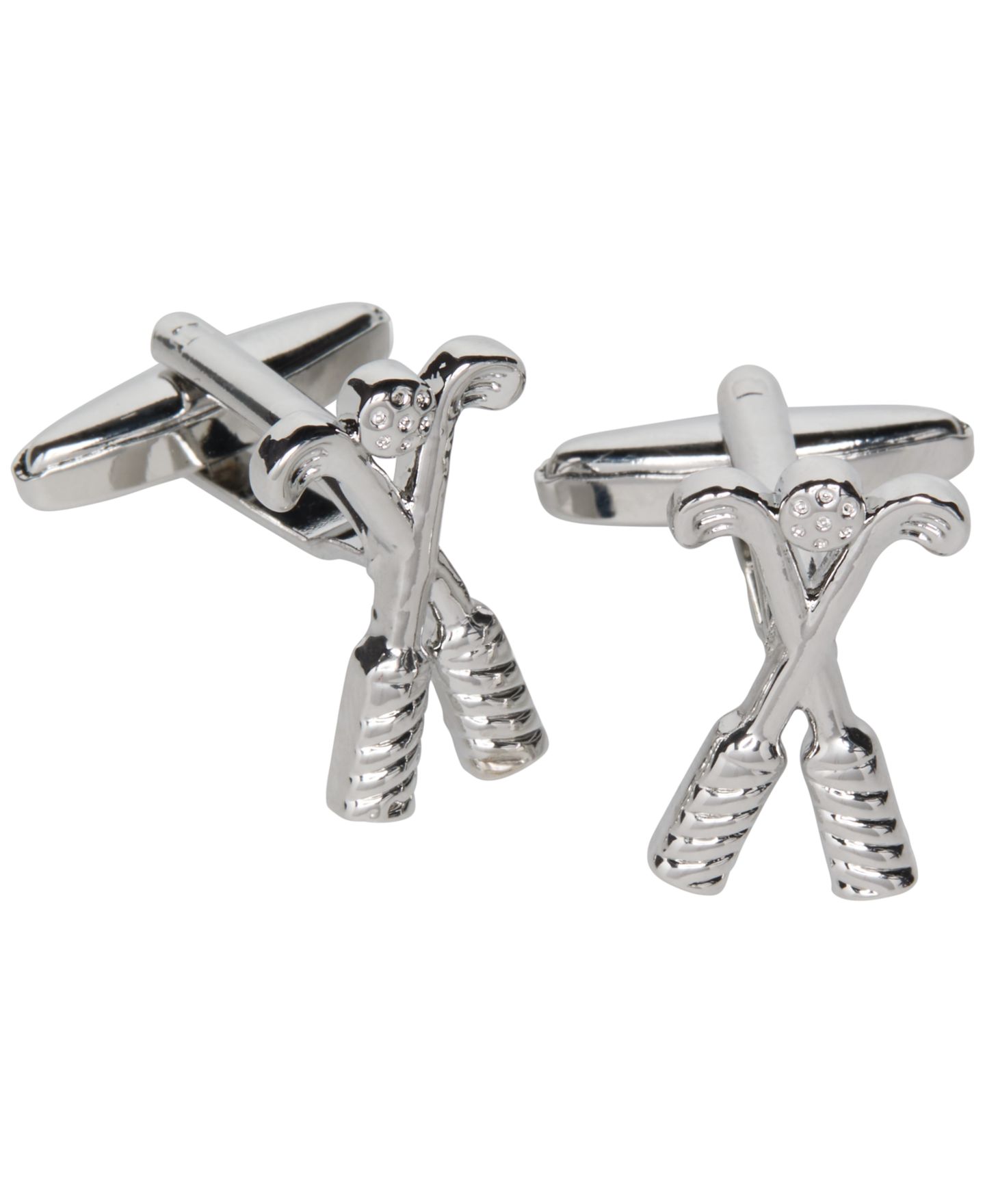 Мужские запонки Perry Ellis Portfolio Silver-Tone Cross Club Toggle-Back Cufflinks, цвет: Серебряный — фото 1