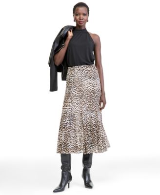 Women's Printed Mesh Midi Skirt