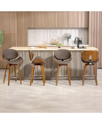 Swivel Bar Stools Set of 4, 26 Inches Mid-Century Modern Counter Height Bar Stools