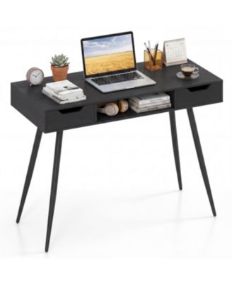 42.5" Mid Century Modern Writing Desk with Metal Leg and Drawers