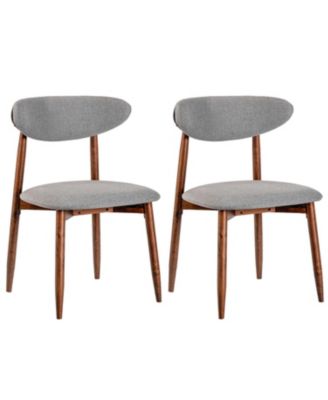Set of 2 Fabric Upholstered Dining Chairs with Curved Backs