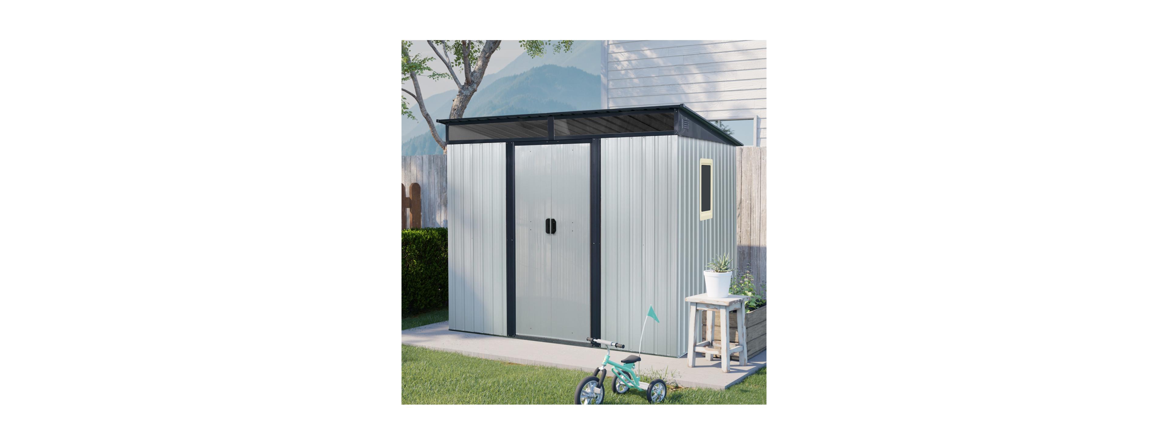 Streamdale Furniture 8 ft x 6 ft Outdoor Metal Storage Shed with Window