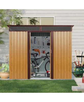 8ft x 6ft Outdoor Metal Storage Shed with Sliding Doors