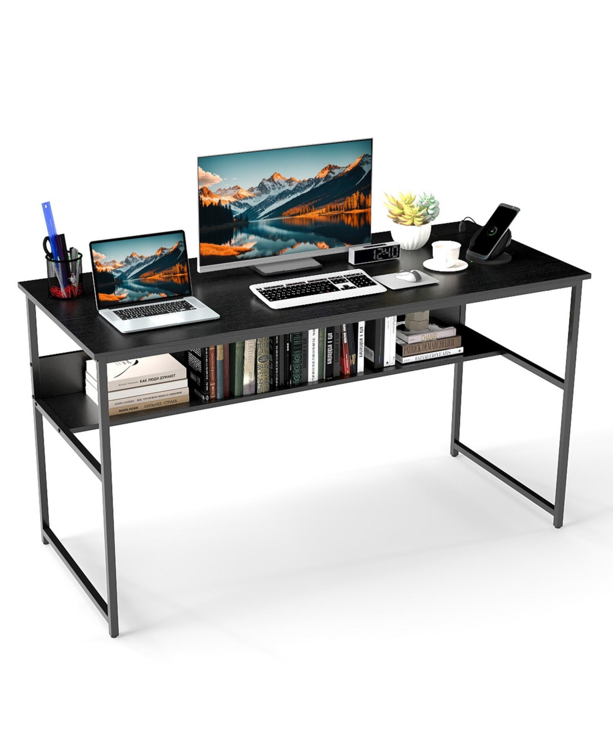 Mecale 55 x 24 Inch Computer Desk with Power Outlets and Usb Ports