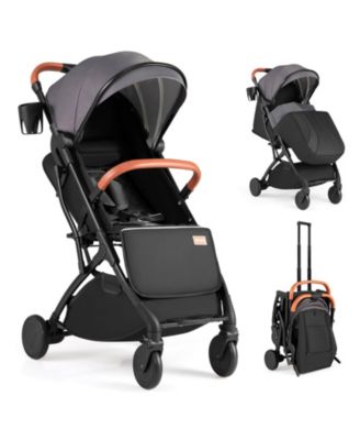 Lightweight Baby Stroller with One-Hand Folding, Extendable Canopy