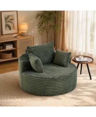 50" Corduroy Single Sofa, No Assembly Modern Sleeper Chair, Fluffy Cloud Lounge Recliner for Living Room and Bedroom
