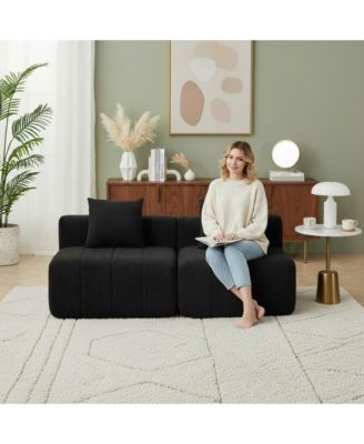 Chenille Curved Sectional Sofa, Modern Modular Circular Sofa with Piano Key Design, No Assembly Required Cloud Couch