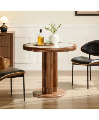 33" Mid-Century Round Sintered Stone Dining Table
