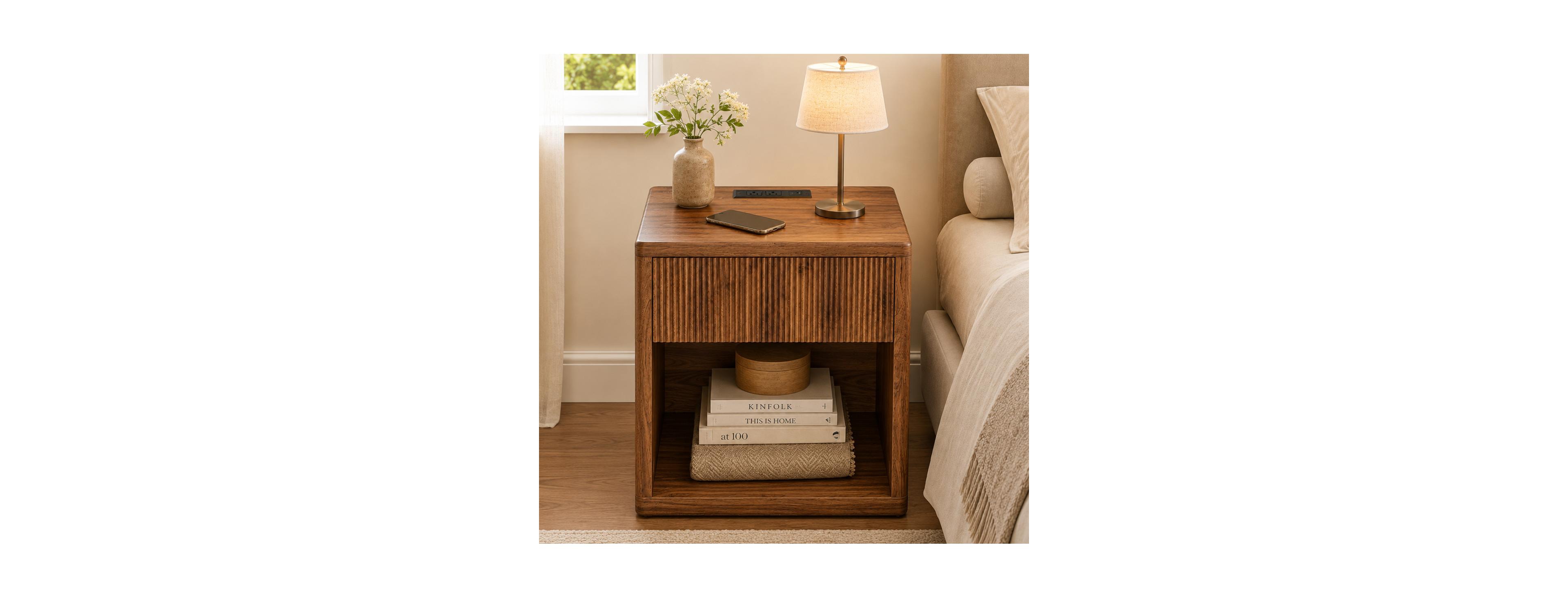 Streamdale Furniture Modern Fluted Nightstand with Drawer Storage