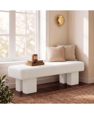 59 Upholstered Entryway Bench with Teddy Fleece