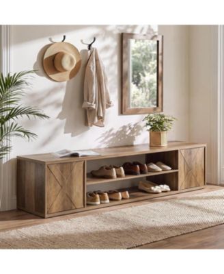 63" Shoe Storage Bench with Barn Doors