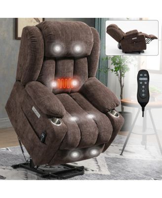 Chenille Power Lift Recliner with Massage, Heating, USB