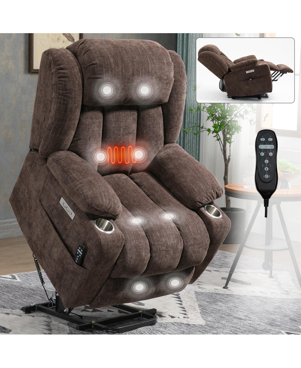Streamdale Furniture Chenille Power Lift Recliner with Massage, Heating, Usb