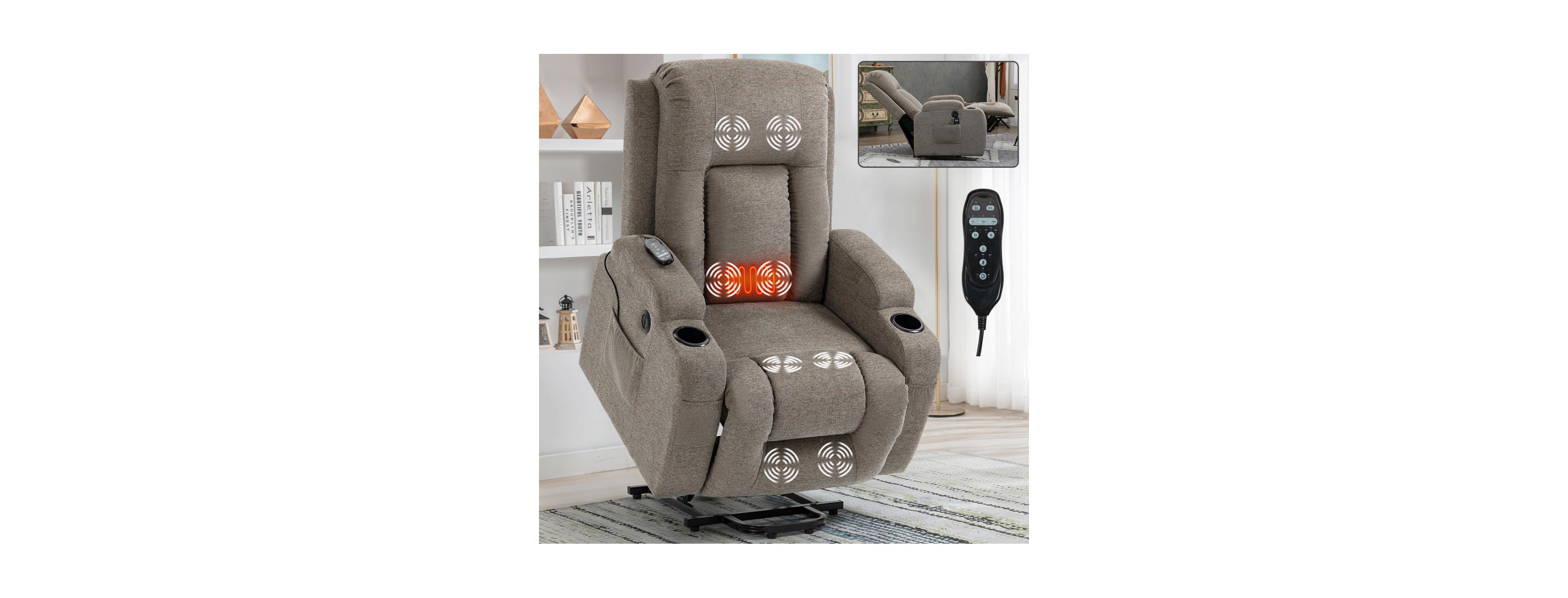 Streamdale Furniture Heavy Duty Power Lift Recliner with Massage, Heat, and Usb