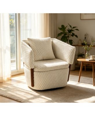 Mid Century Modern Swivel Accent Chair with Storage and Waist Cushion
