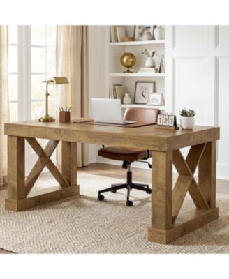63-Inch Executive Desk, Farmhouse Office Computer Desk