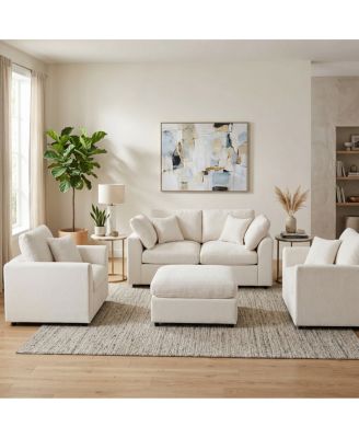 4-Piece Chenille Sofa Set with Loveseat, 2 Accent Chairs