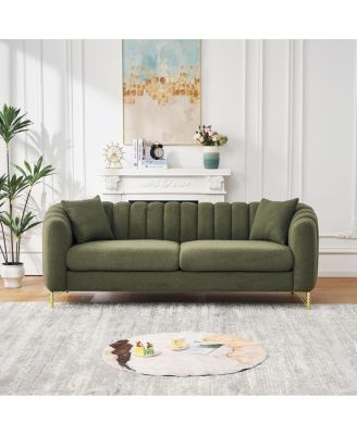 83" Oversized Teddy 3-Seater Tufted Sofa with Gold Legs