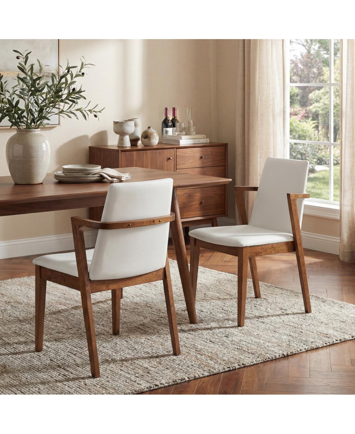 Streamdale Furniture Mid-Century Modern Pu Dining Chairs, Set of 2