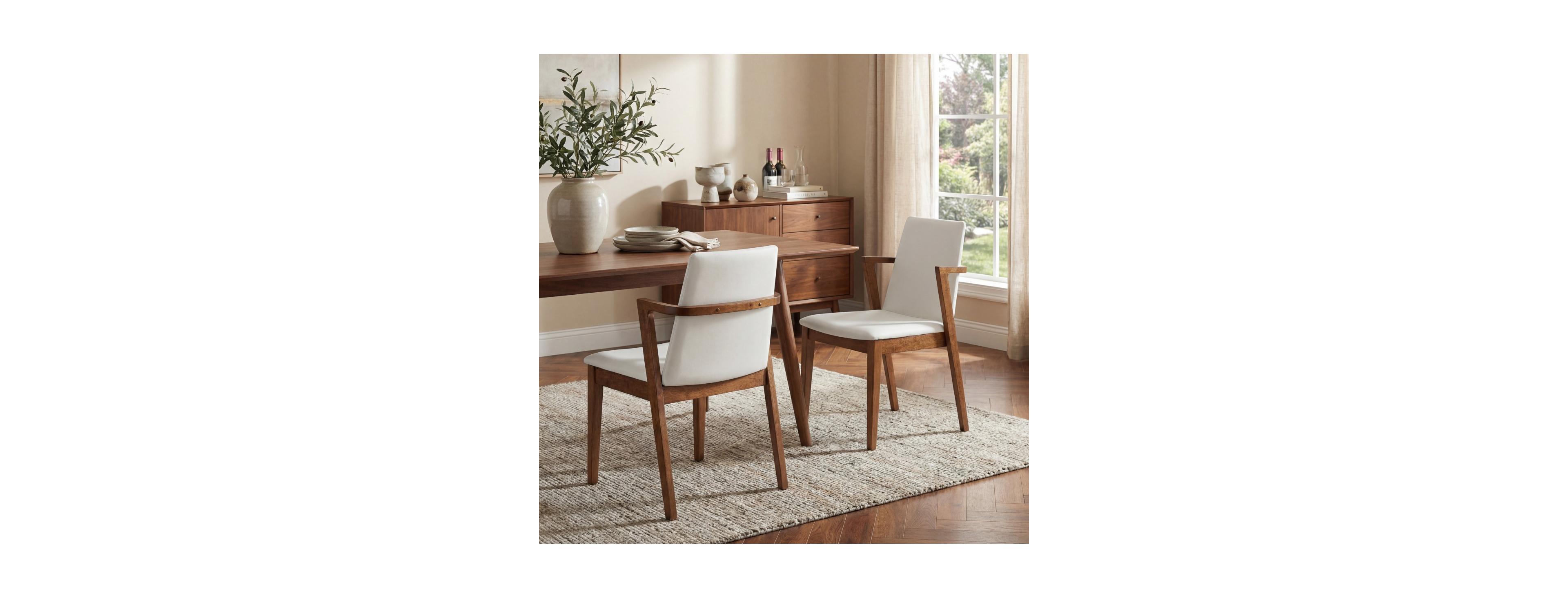 Streamdale Furniture Mid-Century Modern Pu Dining Chairs, Set of 2
