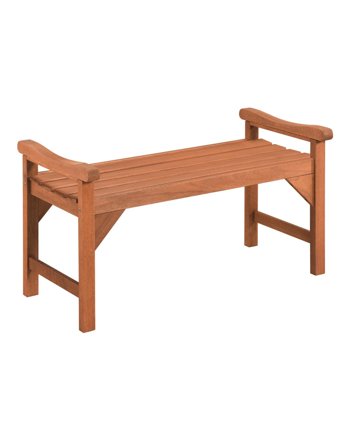 Gymax Solid Wood Backless Garden Bench w/ Support Handles and Curved Slatted Seat Natural - Natural