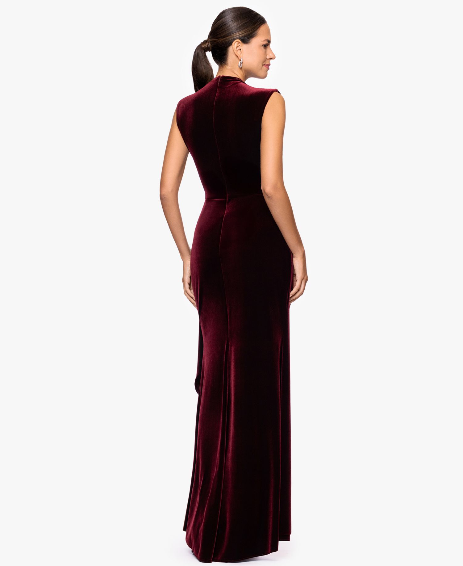 Women's Cherie Long Velvet Mock Neck Gown