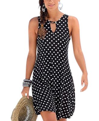 Women's Sleeveless A-Line Keyhole Neckline Dress