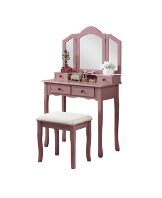 Sanlo  Finish Wood Vanity, Makeup Table and Stool Set