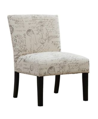 Botticelli English Letter Print Fabric Armless Contemporary Accent Chair