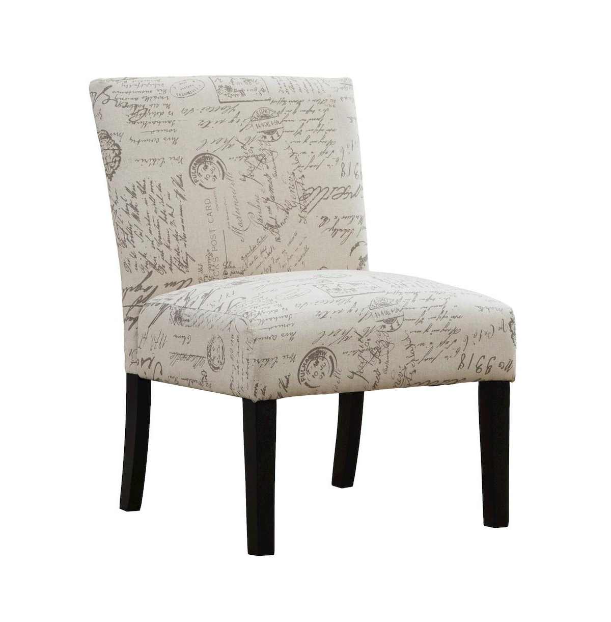 Roundhill Furniture Botticelli English Letter Print Fabric Armless Contemporary Accent Chair - Beige
