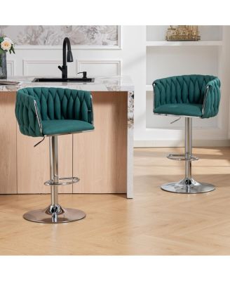 360 Swivel Fabric Bar Stools Set of 2, Counter Height Chairs