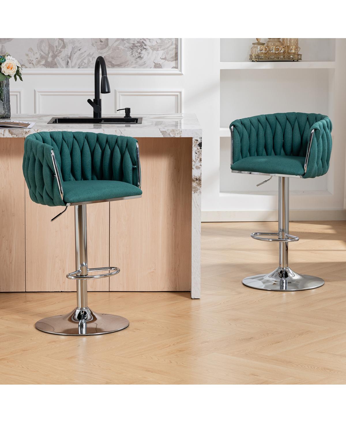 Streamdale Furniture 360 Swivel Fabric Bar Stools Set of 2, Counter Height Chairs