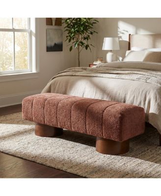 Rust Boucle Upholstered Indoor Dining Bench, 61" Modern Accent Bench