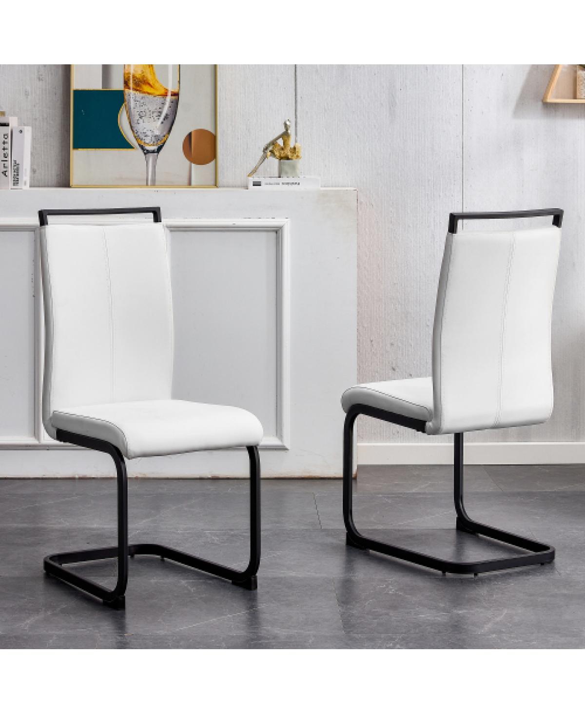 Streamdale Furniture Set of 2 Pu Leather Dining Chairs with Metal Frame