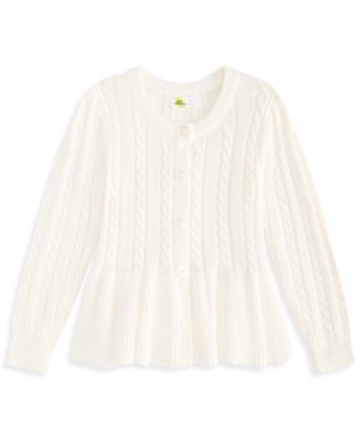 Girls' 12M-5T Cable-Knit Peplum Cardigan