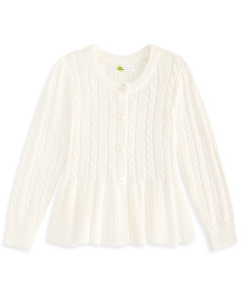 Кардиган Epic Threads Cable-Knit Peplum для девочек, цвет: Angel Whit