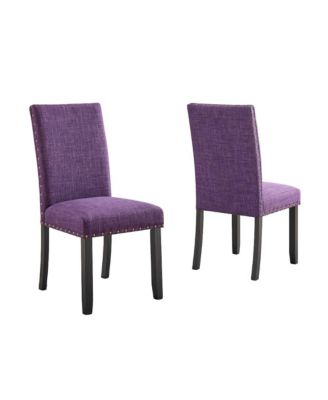 Biony Fabric Dining Chairs with Nailhead Trim, Set of 2.