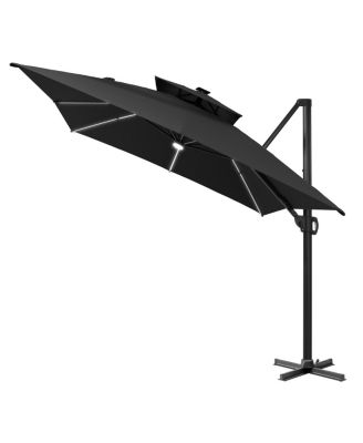 13 X 10 Ft. Aluminum Double Top Cantilever Patio Umbrella with LED Strip Lights