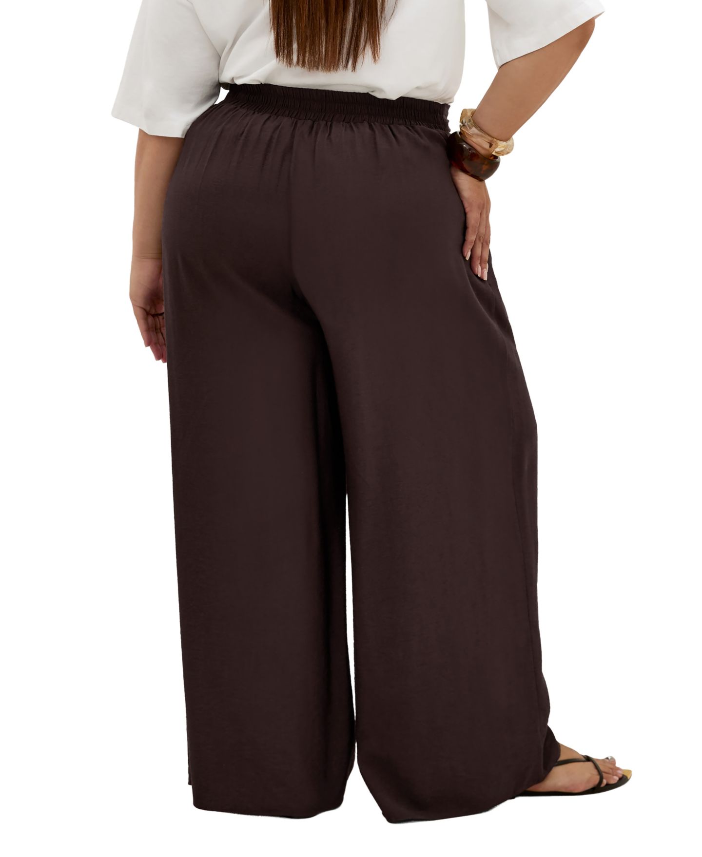 Женские брюки CITY CHIC Plus Size Alexi Wide-Leg Elastic-Waist, цвет: Шоколадный — фото 2