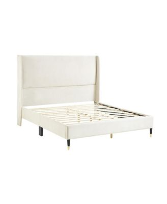 Rozitta  Velvet Wingback Platform Bed, Queen