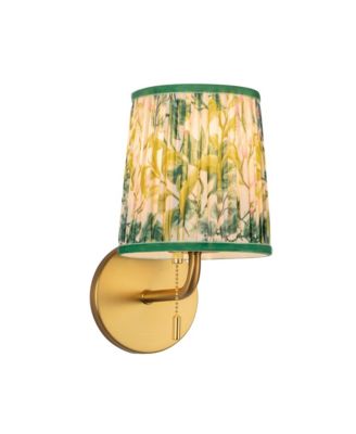 Scout 10-in Brushed Damp-Rated Wall/Vanity Light with Patterned Pleated Linen