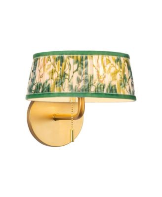 Scout 7-in Brushed Damp-Rated Light with Patterned Pleated Linen Shade