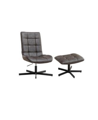 Arlena 2-Piece Seating Set, Faux Leather Tufted Accent Chair and Ottoman