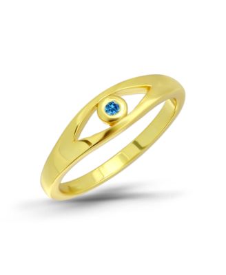 Cubic Zirconia Aqua Evil Eye Pinky Ring