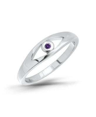 Amethyst Cubic Zirconia Evil Eye Open Pinky Ring
