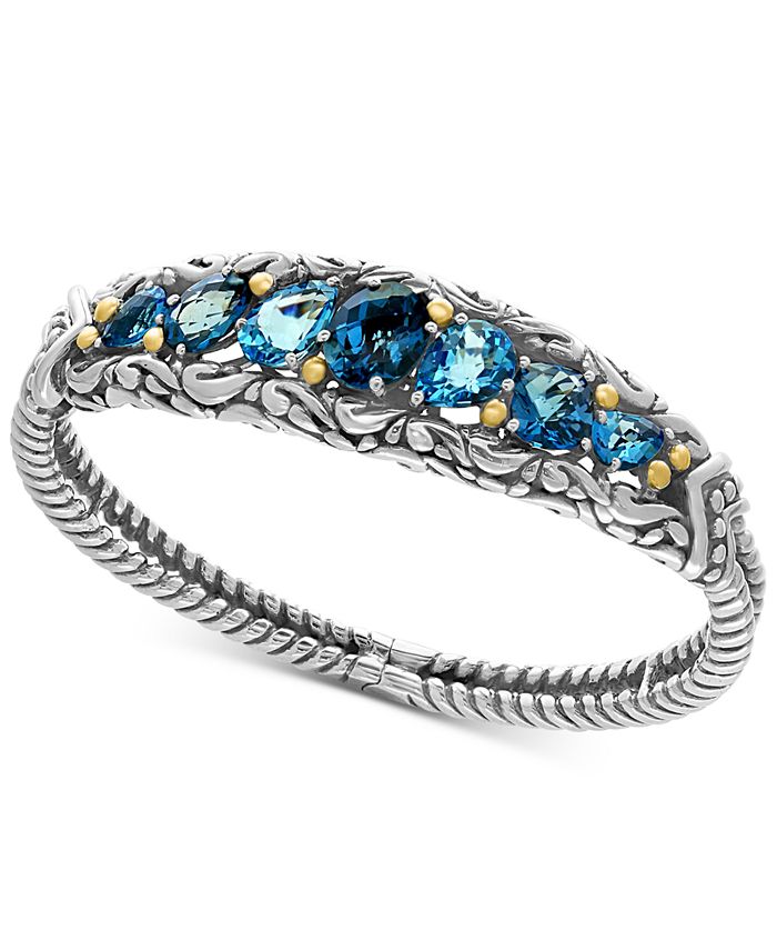 EFFY Collection - London Blue Topaz (7-1/2 ct. t.w.) and Swiss Blue Topaz (5-1/8 ct. t.w.) Ring in Sterling Silver and 18k Gold