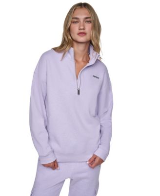 Women's Quarter Zip Metallic Bubble Logo Mock Neck Sweatshirt