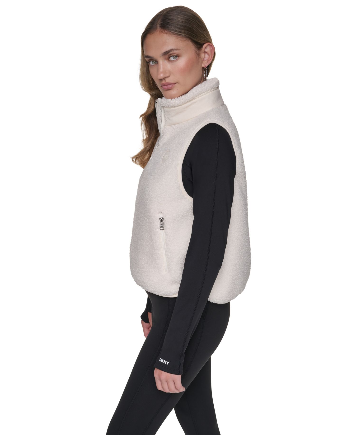 Women's Sherpa Mock-Neck Jacket with Woven Piecing